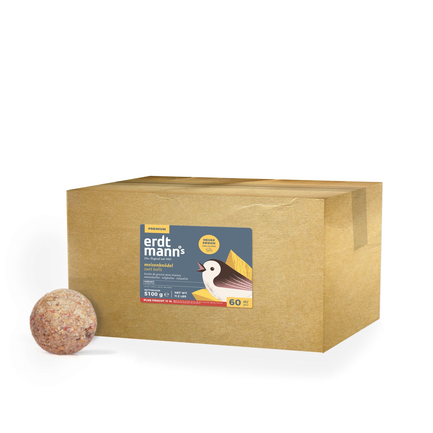 Meisenknödel PLUS Frucht - 60 Stück ohne Netz im Karton - 5,1 kg