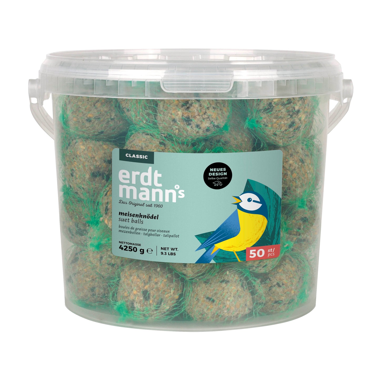 50 Meisenknödel mit Netz im Eimer | 4,25 kg