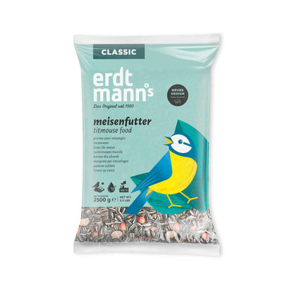 Meisenfutter - Hochwertiger Inhalt aus Sonnenblumenkernen, Erdnüssen und Hanfsaat